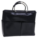GUCCI Hand Bag Leather Metal Black Silver Auth bs23013-1