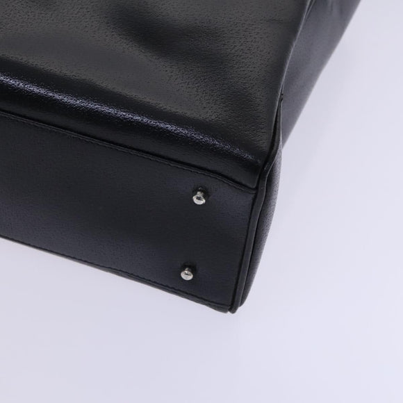 GUCCI Hand Bag Leather Metal Black Silver Auth bs23013