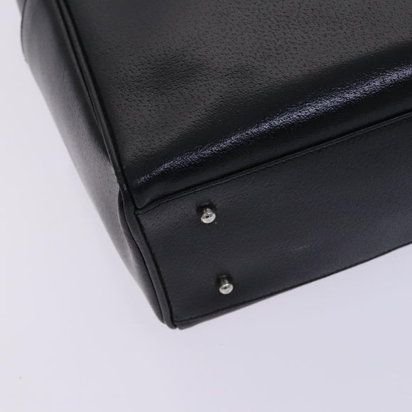 GUCCI Hand Bag Leather Metal Black Silver Auth bs23013