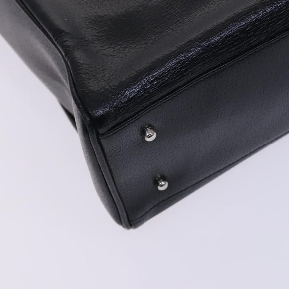 GUCCI Hand Bag Leather Metal Black Silver Auth bs23013