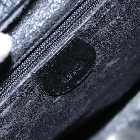 GUCCI Hand Bag Leather Metal Black Silver Auth bs23013