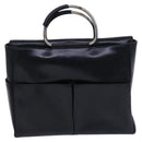 GUCCI Hand Bag Leather Metal Black Silver Auth bs23013-2