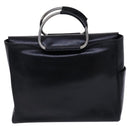 GUCCI Hand Bag Leather Metal Black Silver Auth bs23013-3