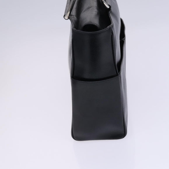 GUCCI Hand Bag Leather Metal Black Silver Auth bs23013