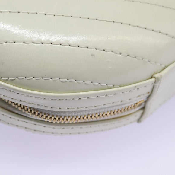 CHANEL V Stitch LA PAUSA Chain Shoulder Bag Leather White CC Auth bs23014AV