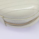 CHANEL V Stitch LA PAUSA Chain Shoulder Bag Leather White CC Auth bs23014AV-17