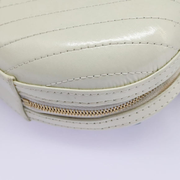 CHANEL V Stitch LA PAUSA Chain Shoulder Bag Leather White CC Auth bs23014SAV