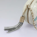 CHANEL V Stitch LA PAUSA Chain Shoulder Bag Leather White CC Auth bs23014SAV-10