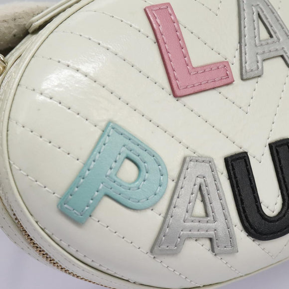 CHANEL V Stitch LA PAUSA Chain Shoulder Bag Leather White CC Auth bs23014AV