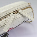 CHANEL V Stitch LA PAUSA Chain Shoulder Bag Leather White CC Auth bs23014AV-19