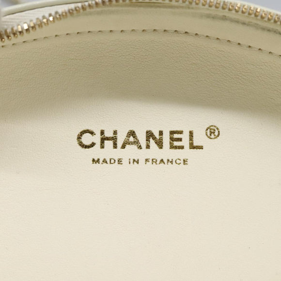 CHANEL V Stitch LA PAUSA Chain Shoulder Bag Leather White CC Auth bs23014AV