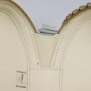 CHANEL V Stitch LA PAUSA Chain Shoulder Bag Leather White CC Auth bs23014SAV-23