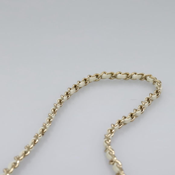 CHANEL V Stitch LA PAUSA Chain Shoulder Bag Leather White CC Auth bs23014AV