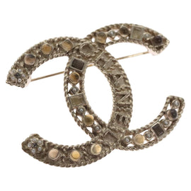 CHANEL COCO Mark Brooch Metal Gold Tone CC Auth bs23015