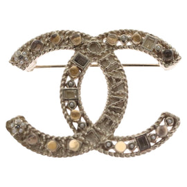 CHANEL COCO Mark Brooch Metal Gold Tone CC Auth bs23015 - 0