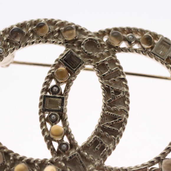 CHANEL COCO Mark Brooch Metal Gold Tone CC Auth bs23015