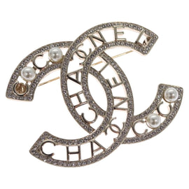 CHANEL COCO Mark Brooch Metal Silver CC Auth bs23017