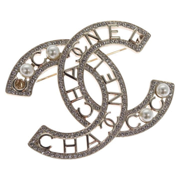 CHANEL COCO Mark Brooch Metal Silver CC Auth bs23017