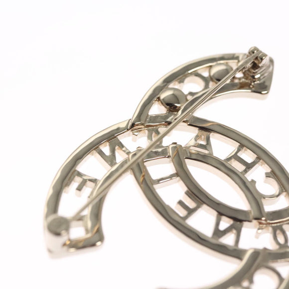 CHANEL COCO Mark Brooch Metal Silver CC Auth bs23017