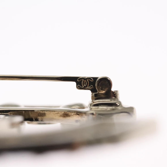CHANEL COCO Mark Brooch Metal Silver CC Auth bs23017