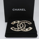 CHANEL COCO Mark Brooch Metal Silver CC Auth bs23017-12