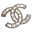 CHANEL COCO Mark Brooch Metal Silver CC Auth bs23017-1