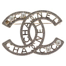 CHANEL COCO Mark Brooch Metal Silver CC Auth bs23017-13