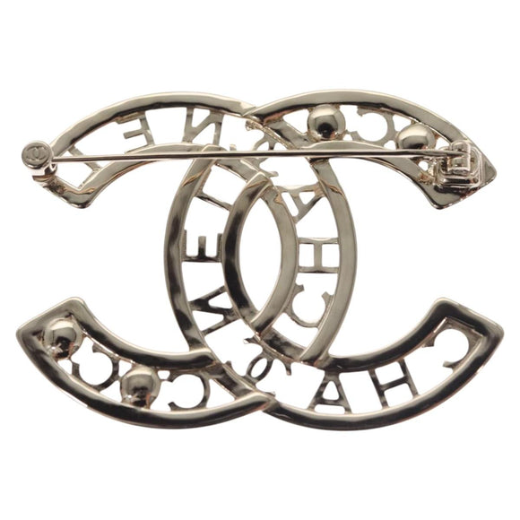 CHANEL COCO Mark Brooch Metal Silver CC Auth bs23017