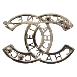 CHANEL COCO Mark Brooch Metal Silver CC Auth bs23017 - 0