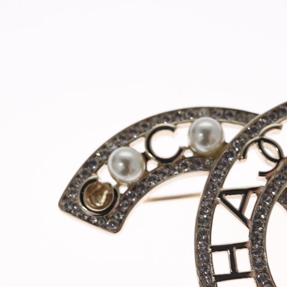 CHANEL COCO Mark Brooch Metal Silver CC Auth bs23017