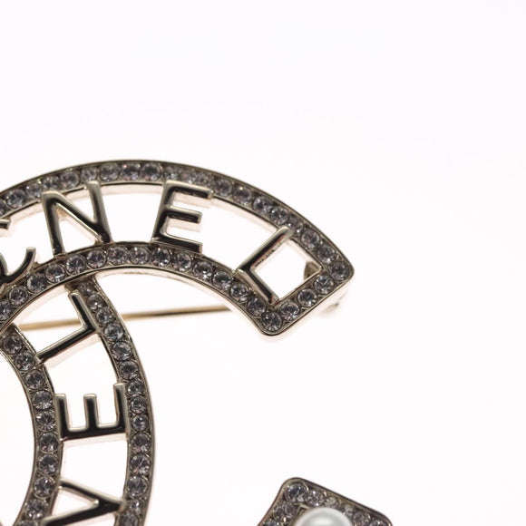 CHANEL COCO Mark Brooch Metal Silver CC Auth bs23017