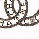CHANEL COCO Mark Brooch Metal Silver CC Auth bs23017-14