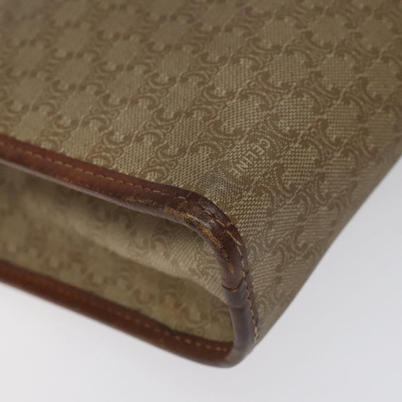 CELINE Macadam Canvas Clutch Bag PVC Beige Gold Auth bs23019