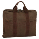 HERMES Her Line Hand Bag Canvas Brown Auth bs23027-1