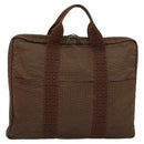 HERMES Her Line Hand Bag Canvas Brown Auth bs23027-13