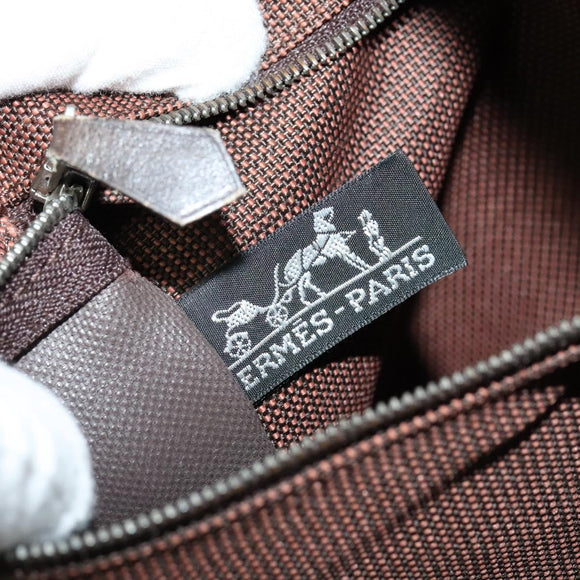 HERMES Her Line Hand Bag Canvas Brown Auth bs23027