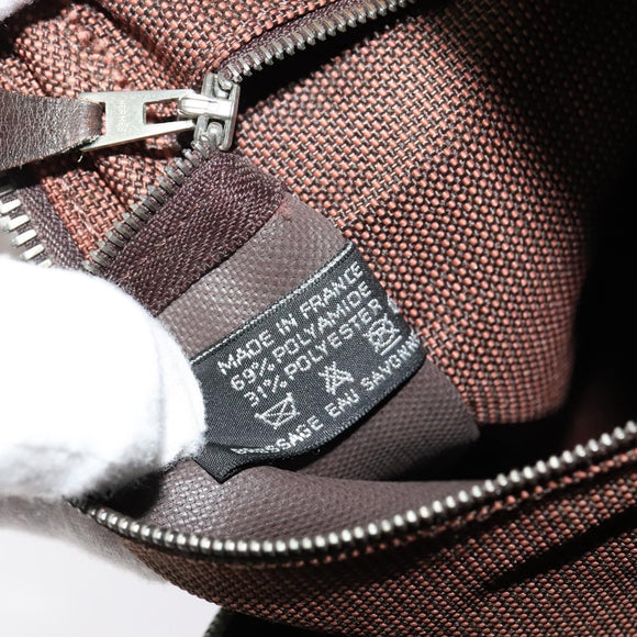 HERMES Her Line Hand Bag Canvas Brown Auth bs23027