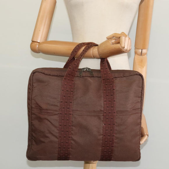 HERMES Her Line Hand Bag Canvas Brown Auth bs23027
