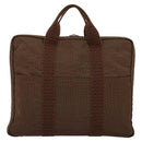HERMES Her Line Hand Bag Canvas Brown Auth bs23027-2