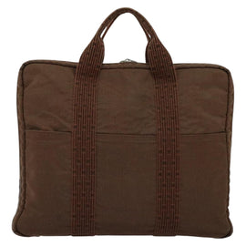 HERMES Her Line Hand Bag Canvas Brown Auth bs23027 - 0