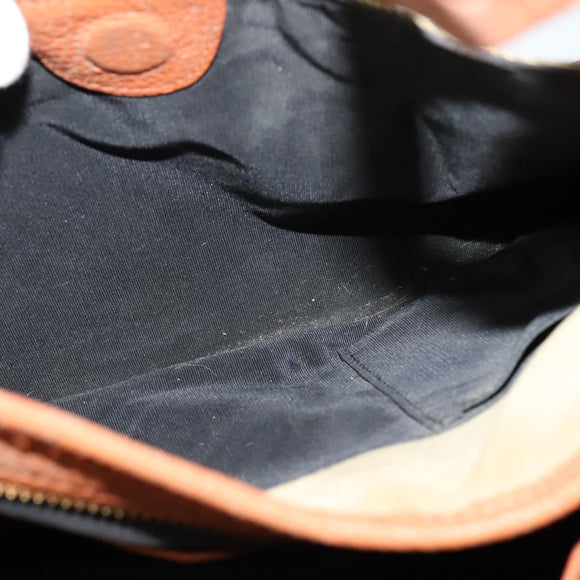 BURBERRY Blue Label Shoulder Bag Canvas Beige Gold Auth bs23029