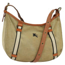 BURBERRY Blue Label Shoulder Bag Canvas Beige Gold Auth bs23029-1