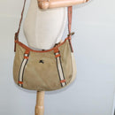 BURBERRY Blue Label Shoulder Bag Canvas Beige Gold Auth bs23029-20
