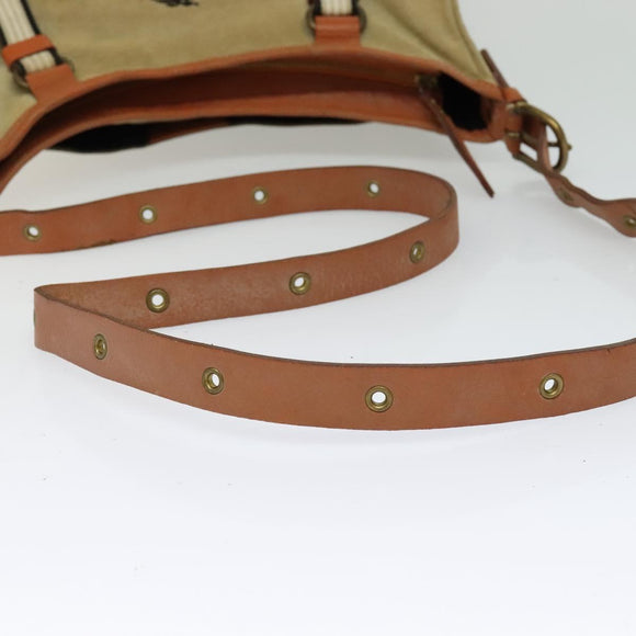 BURBERRY Blue Label Shoulder Bag Canvas Beige Gold Auth bs23029