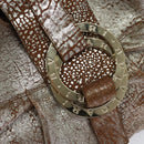 BVLGARI Chandra Hand Bag Leather Brown Gold Auth bs23036-17