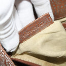 BVLGARI Chandra Hand Bag Leather Brown Gold Auth bs23036-12