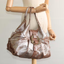 BVLGARI Chandra Hand Bag Leather Brown Gold Auth bs23036-22