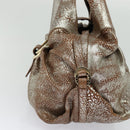 BVLGARI Chandra Hand Bag Leather Brown Gold Auth bs23036-4