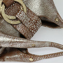 BVLGARI Chandra Hand Bag Leather Brown Gold Auth bs23036-6