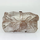 BVLGARI Chandra Hand Bag Leather Brown Gold Auth bs23036-5